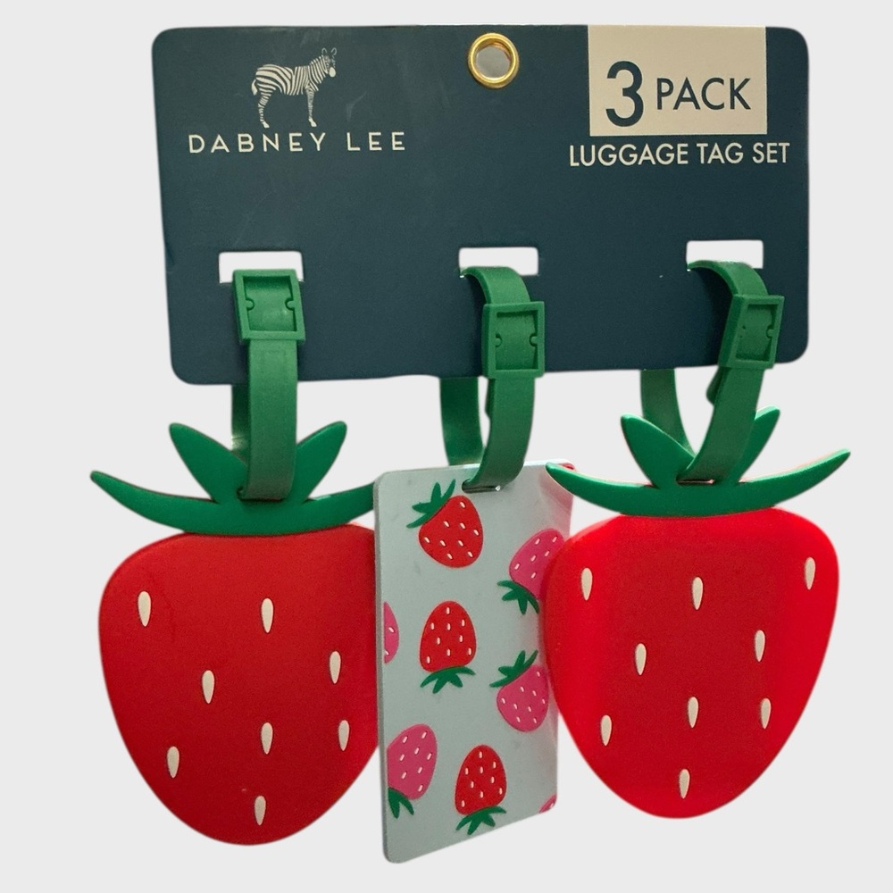 Dabney Lee Strawberry Luggage Tag Set 3 Pack Travel Tags NWT